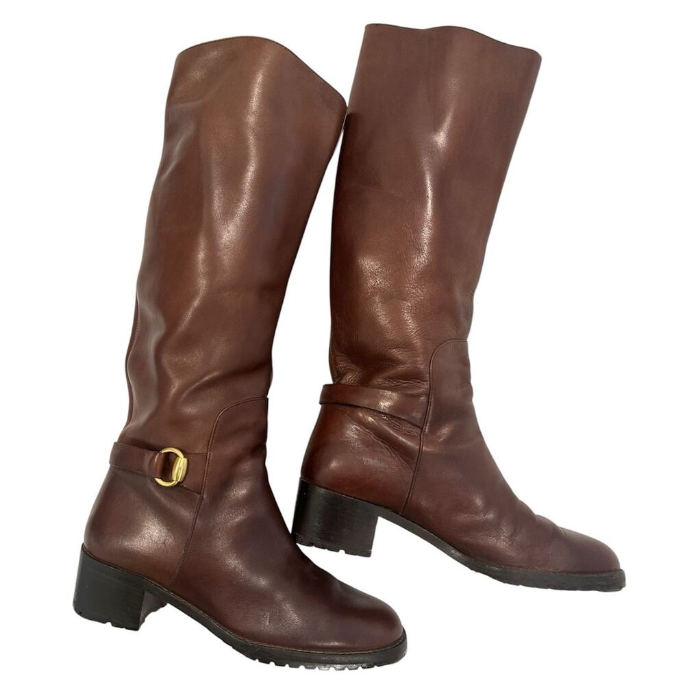 Gucci Knee High Horsebit buckle boots Brown with Block Heel size 36 Narrow